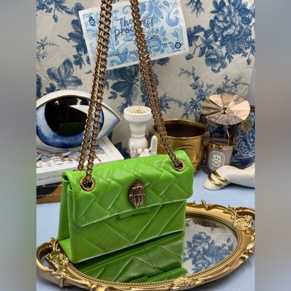🆕 KURT GEIGER LONDON 🧿 NWOT Leather Mini Kensington Bag, Neon Green - Picture 3 of 15